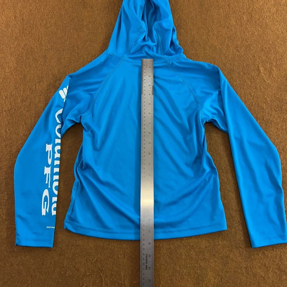 Columbia Youth Small Blue PFG Deep Waves Long Sleeve Hoodie NWT *Flaw